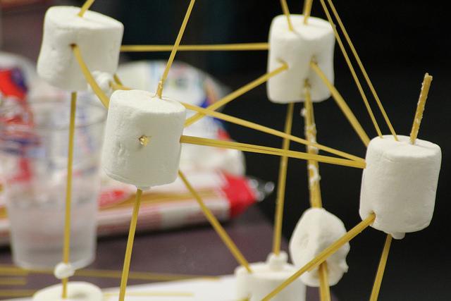Photo of construction using marshmallows and toothpicks